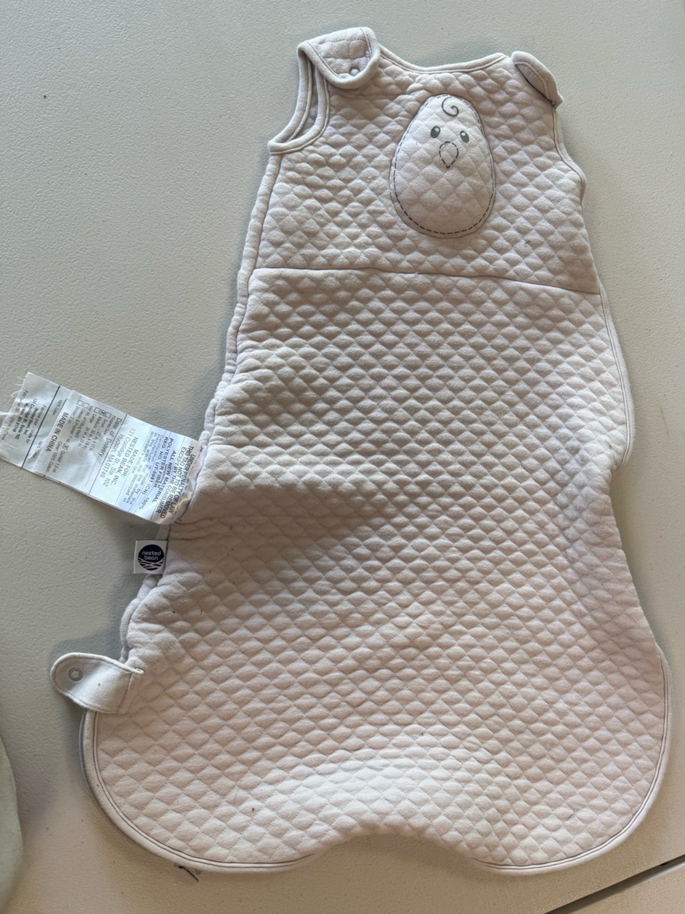 Nested Bean Quilted Cream Baby Swaddle Wrap
